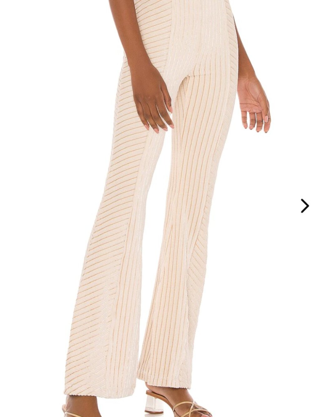 Free People Slim Pull-On Flare Trousers in Champagne - Picture 2 of 9